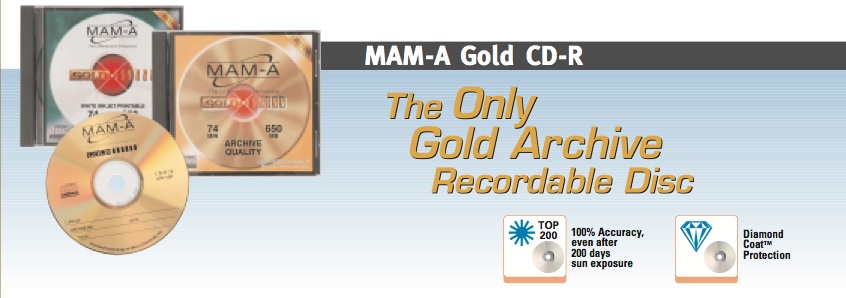 MAM-A Gold - The only gold archive recordable disc