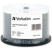 Verbatim 94812: Inkjet White 8x DVD+R (plus) Verbatim 94812: Inkjet White 8x DVD+R (plus)