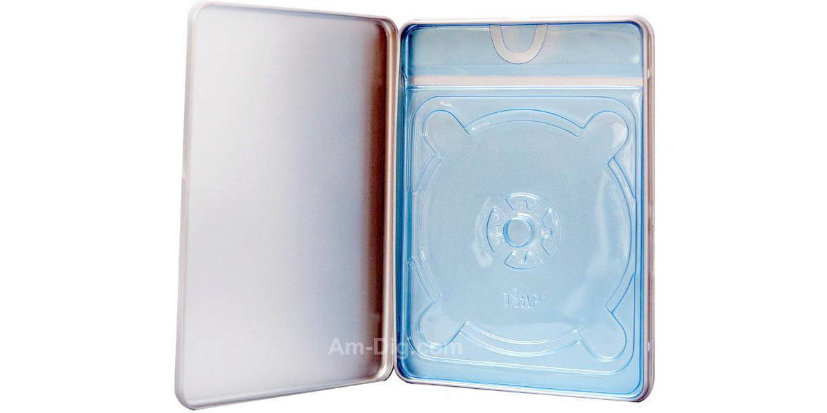 Images of the Tin DVD/CD Case Rectangular no Window Blue Tray