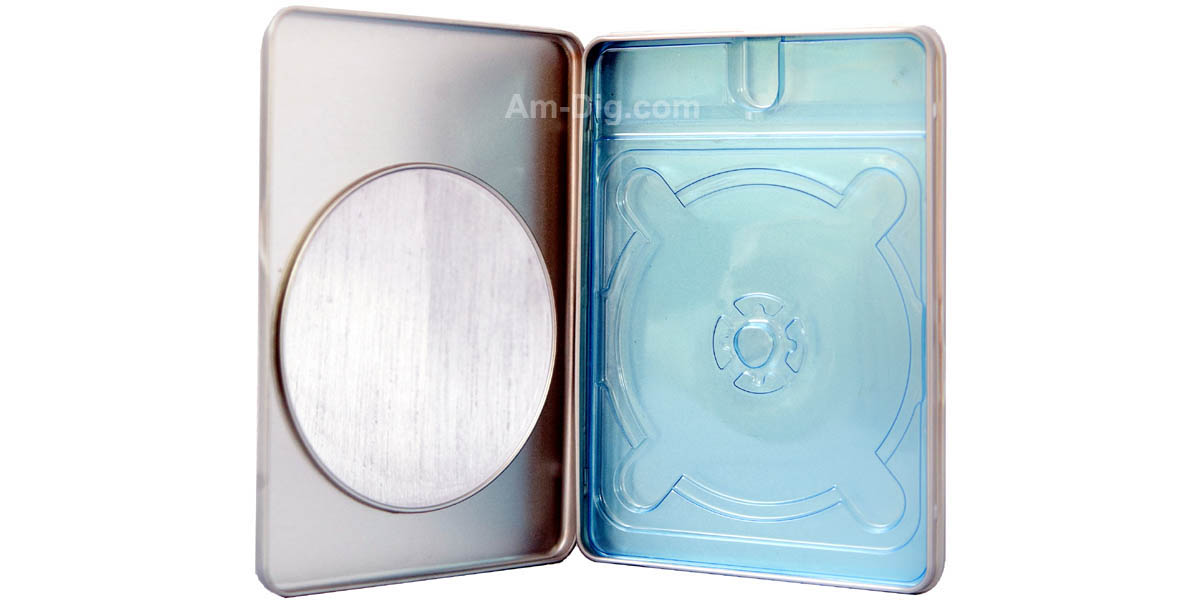 Tin CD/DVD Case Square Style w/ Window Clear Tray from American