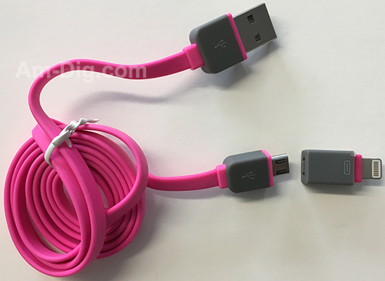 Earldom WZNB-21: 2 in 1 iPhone & Micro USB - Pink from Am-Dig