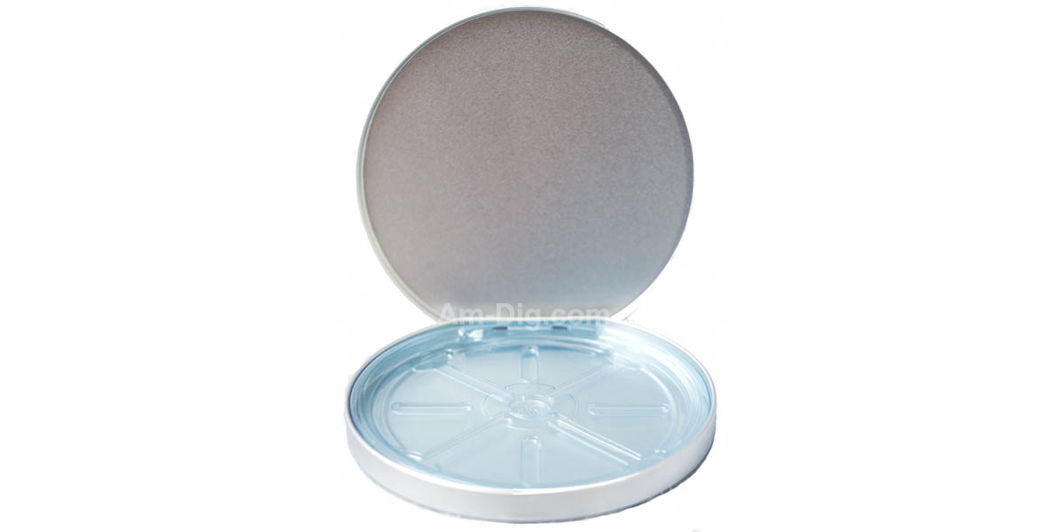 Images of the Tin CD/DVD Case Round D-Shape no Window Blue Tray