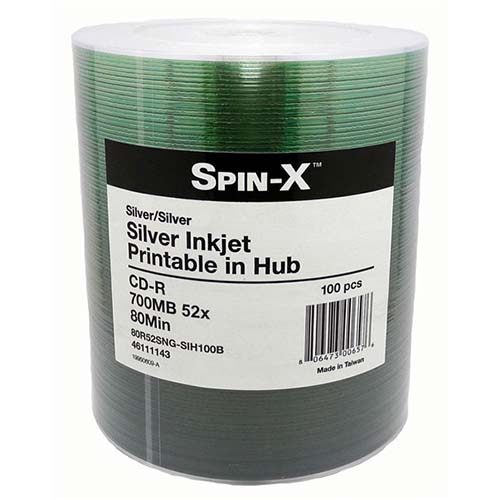 Prodisc / Spin-X 46111143: CD-R Silver Inkjet Hub  from Am-Dig