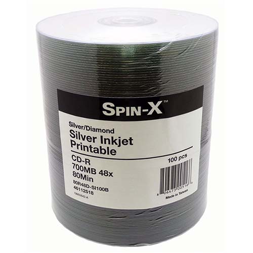Prodisc / Spin-X 46112518: CD-R 48x Silver Inkjet from Am-Dig