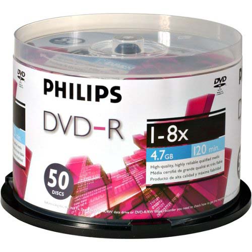 Philips Logo DVD-R 8x 4.7GB in 50 Packs from Am-Dig