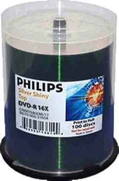 Philips DM4O6B00M/17 DVD-R 16x Silver Inkjet Print from Am-Dig