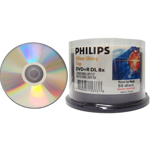 Philips Dupl DVD+R Dual Layer 8x S/S Clear Hub from Am-Dig