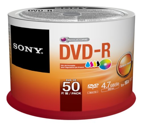 Sony DVD-R 4.7GB White Inkjet Printable in CakeBox from Am-Dig