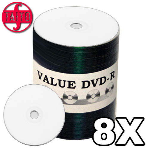 Taiyo Yuden/CMC Value DVDR 8x Inkjet White Spindle from Am-Dig