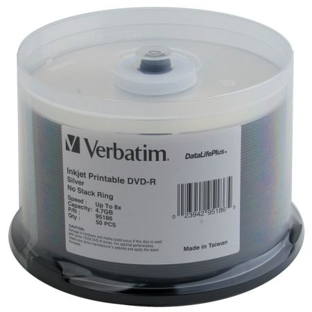 Verbatim 95186 DVD-R 4.7GB 8x Silver Inkjet- 50 pk