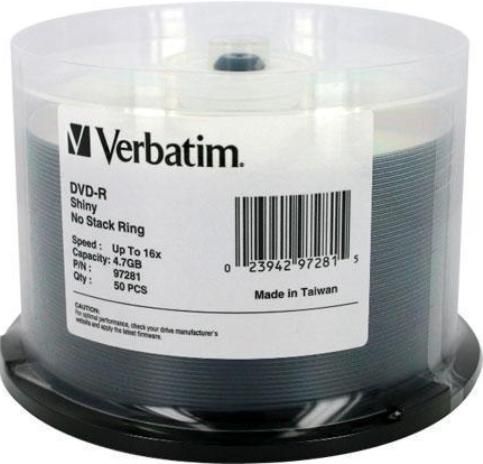 Verbatim 97281: DVD-R 16x Shiny Silver 50 pack from Am-Dig