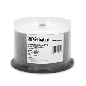 Verbatim 94853 DVD-R 4.7GB 8x White Thermal 50pk