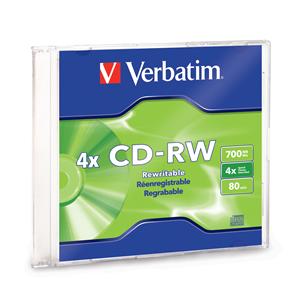 Verbatim 95117 CD-RW 700MB 2x-4x in Slim Case from Am-Dig