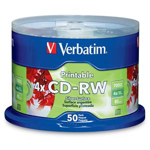 You may also be interested in the Verbatim 95155 CD-RW 700MB 4X-12X Branded 25spin.