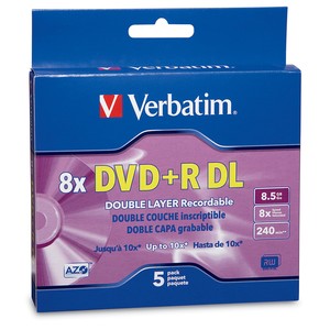 Verbatim 95311 Dual-Layer DVD+R Discs 8.5GB 8x