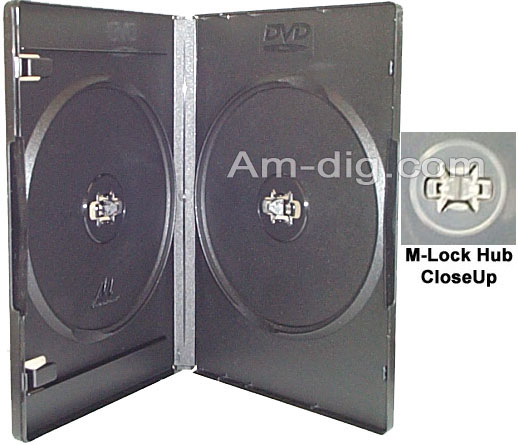 DVD Case - Black Double M-Lock Hub WIDE FORM from Am-Dig