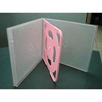 CD Jewel Case - Poly Multi-4 Clear/Pink Slim Quad