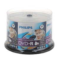 Philips DVD-R 16x White Inkjet Printable Clear Hub