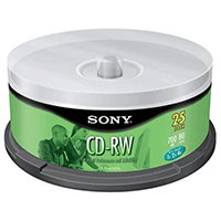 Sony 25CDRW70080Spm CD-RW 4x 25Pk Spindle Sony 25CDRW70080Spm CD-RW 4x 25Pk Spindle
