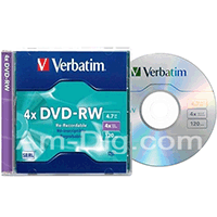 Verbatim 94836 DVD-RW 4.7GB 4x With Jewel-1pk Slim