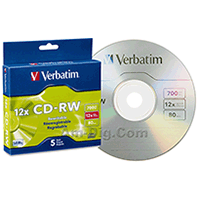 Verbatim 95157: CD-RW 700MB 4x-12x High Speed 5pk Verbatim 95157: CD-RW 700MB 4x-12x High Speed 5pk
