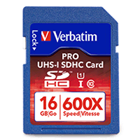 Verbatim 98046: Pro SDHC Memory Card, 16GB, 600X Verbatim 98046: Pro SDHC Memory Card, 16GB, 600X
