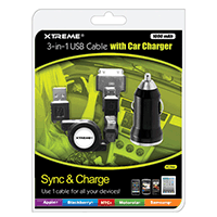 Xtreme 88212: Cable 3-in-1 USB Cable & Car Charger Xtreme 88212: Cable 3-in-1 USB Cable & Car Charger